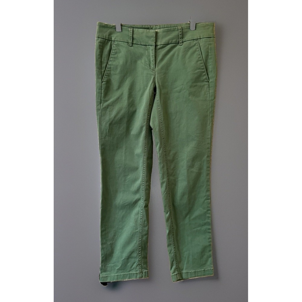 Ann Taylor Loft Marisa Pants Women's 0P Green Chino Flat Front Stretch Ankle